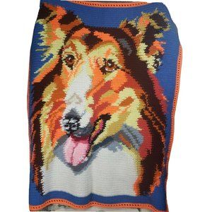 Collie Afghan Throw Blanket Dog Face 46.5" × 39"